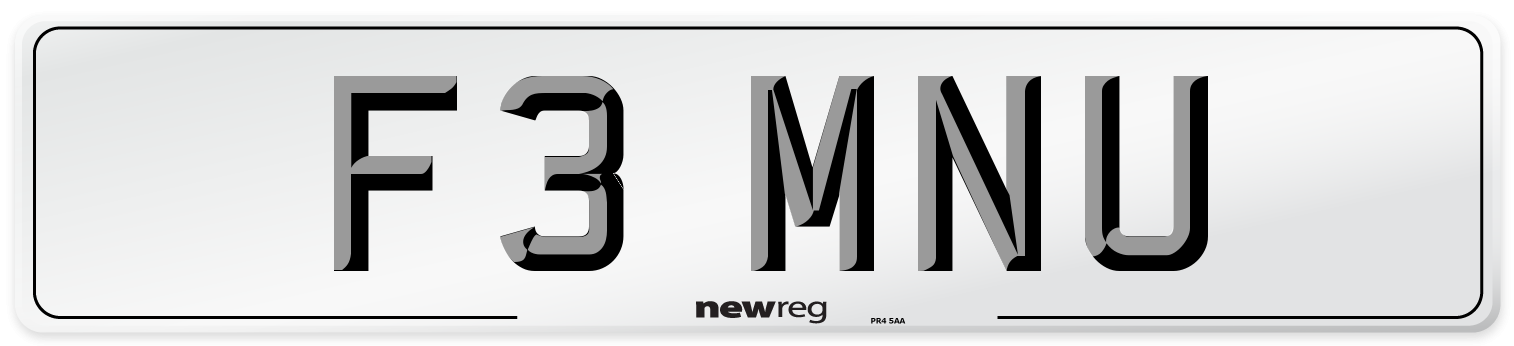 F3 MNU Number Plate from New Reg